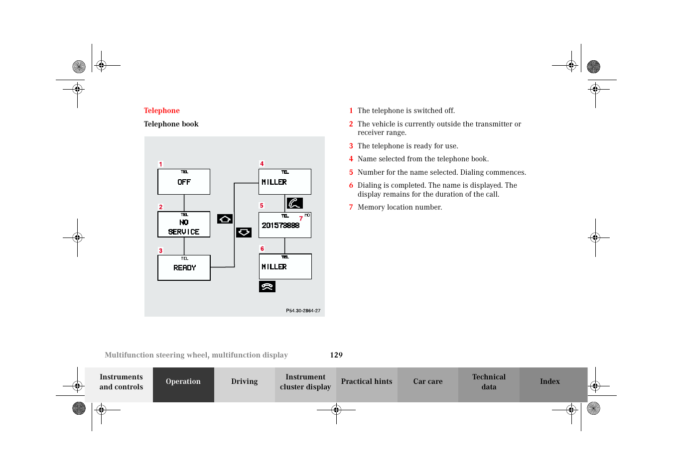 Telephone, Telephone book | Mercedes-Benz 2002 CL 600 User Manual | Page 132 / 430