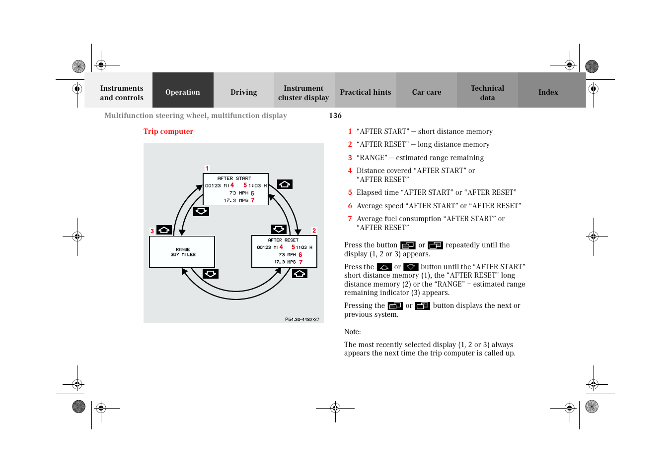 Trip computer | Mercedes-Benz 2002 CL 600 User Manual | Page 139 / 430
