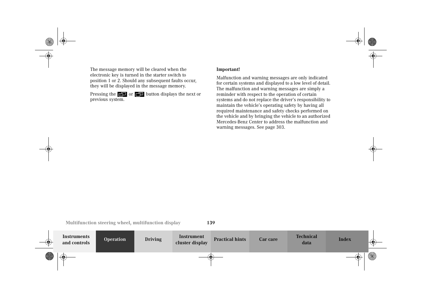 Mercedes-Benz 2002 CL 600 User Manual | Page 142 / 430