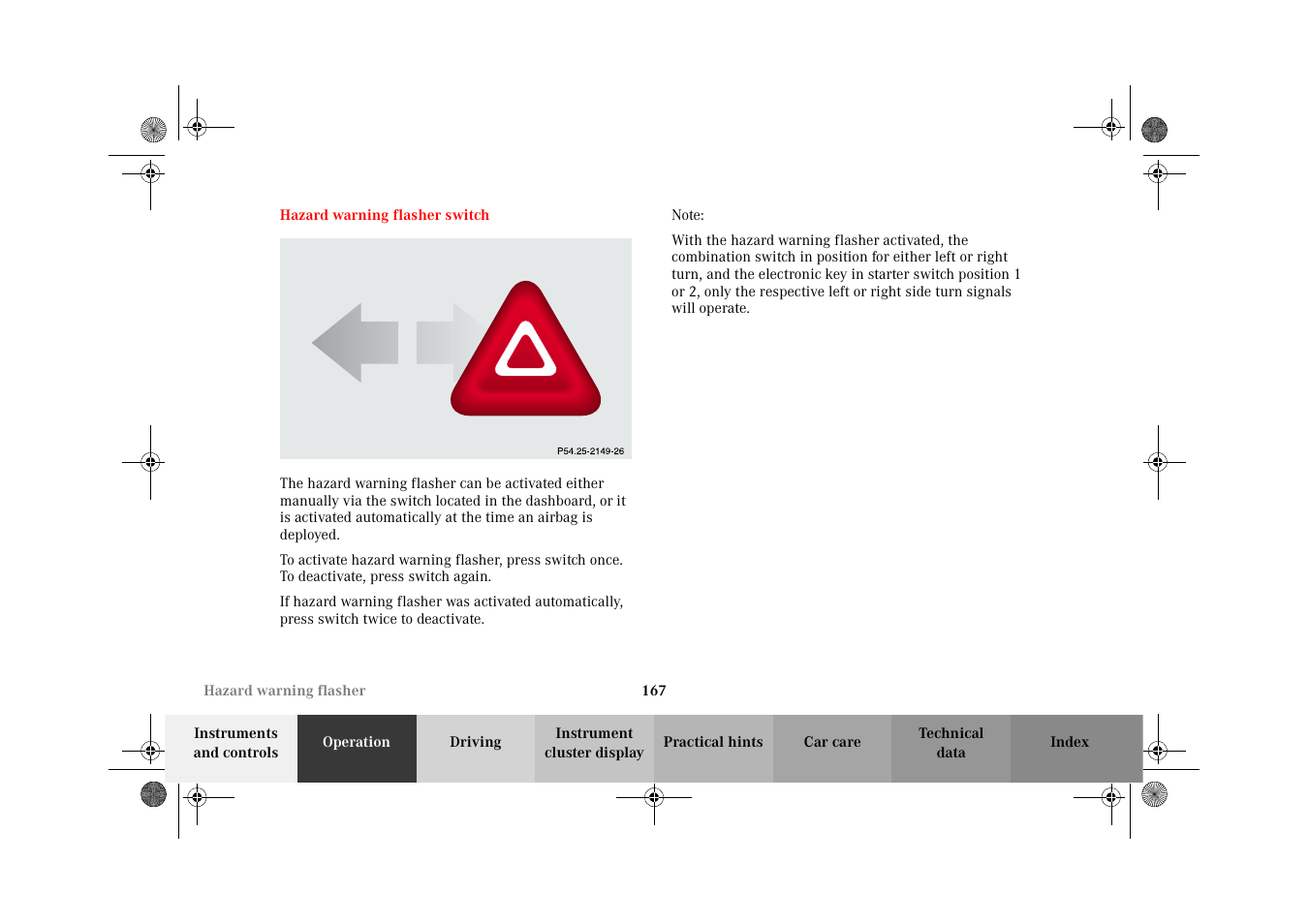 Hazard warning flasher switch, Hazard warning flasher, Switch | Mercedes-Benz 2002 CL 600 User Manual | Page 170 / 430