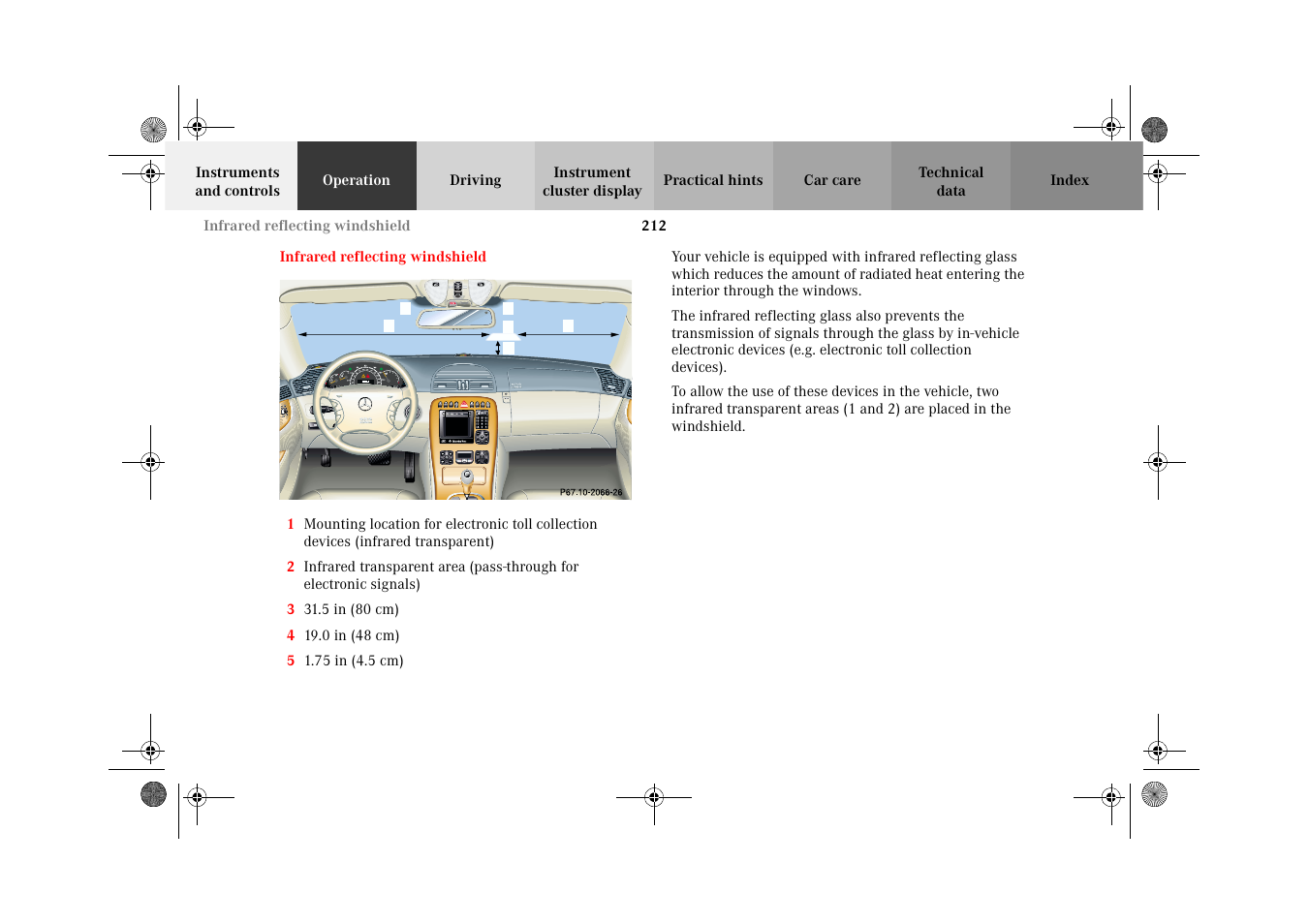 Infrared reflecting windshield | Mercedes-Benz 2002 CL 600 User Manual | Page 215 / 430