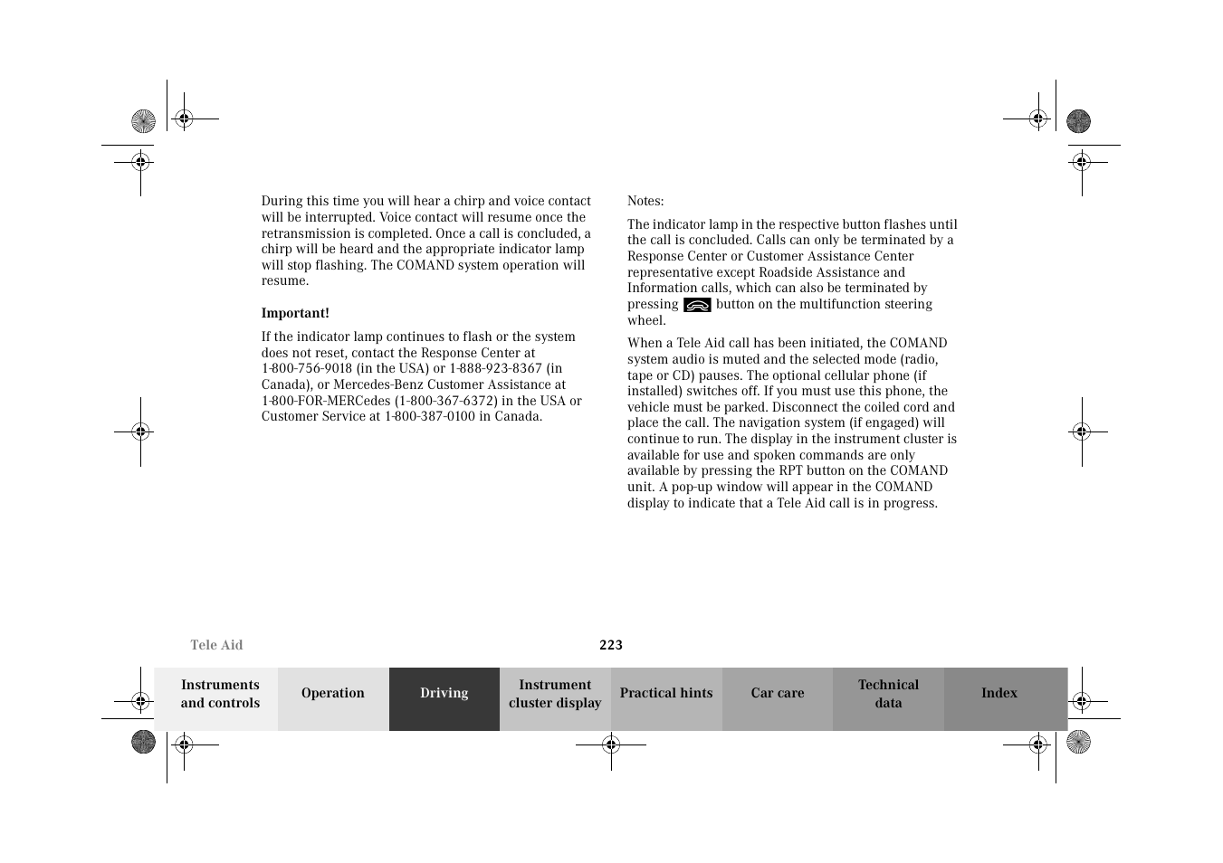 Mercedes-Benz 2002 CL 600 User Manual | Page 226 / 430