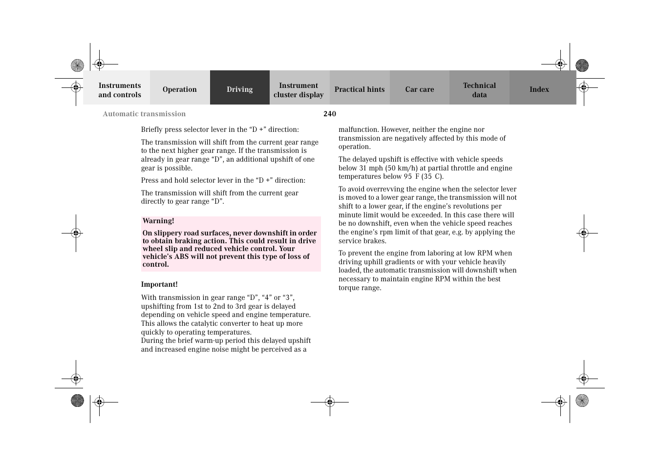 Mercedes-Benz 2002 CL 600 User Manual | Page 243 / 430