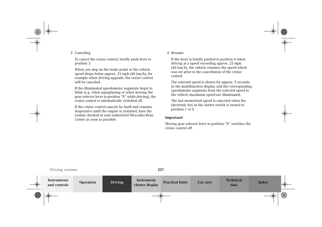 Mercedes-Benz 2002 CL 600 User Manual | Page 260 / 430