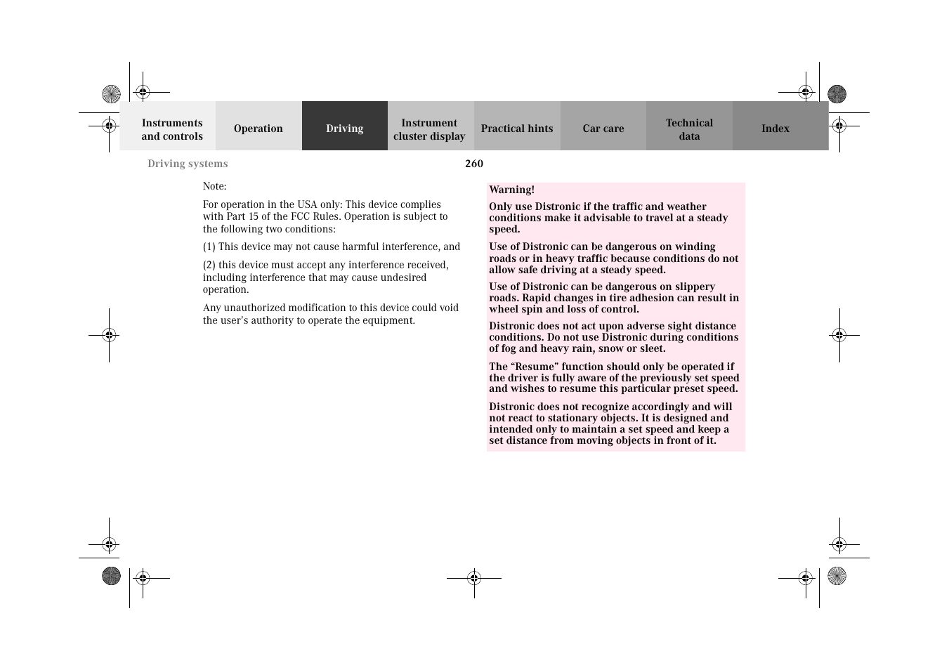 Mercedes-Benz 2002 CL 600 User Manual | Page 263 / 430