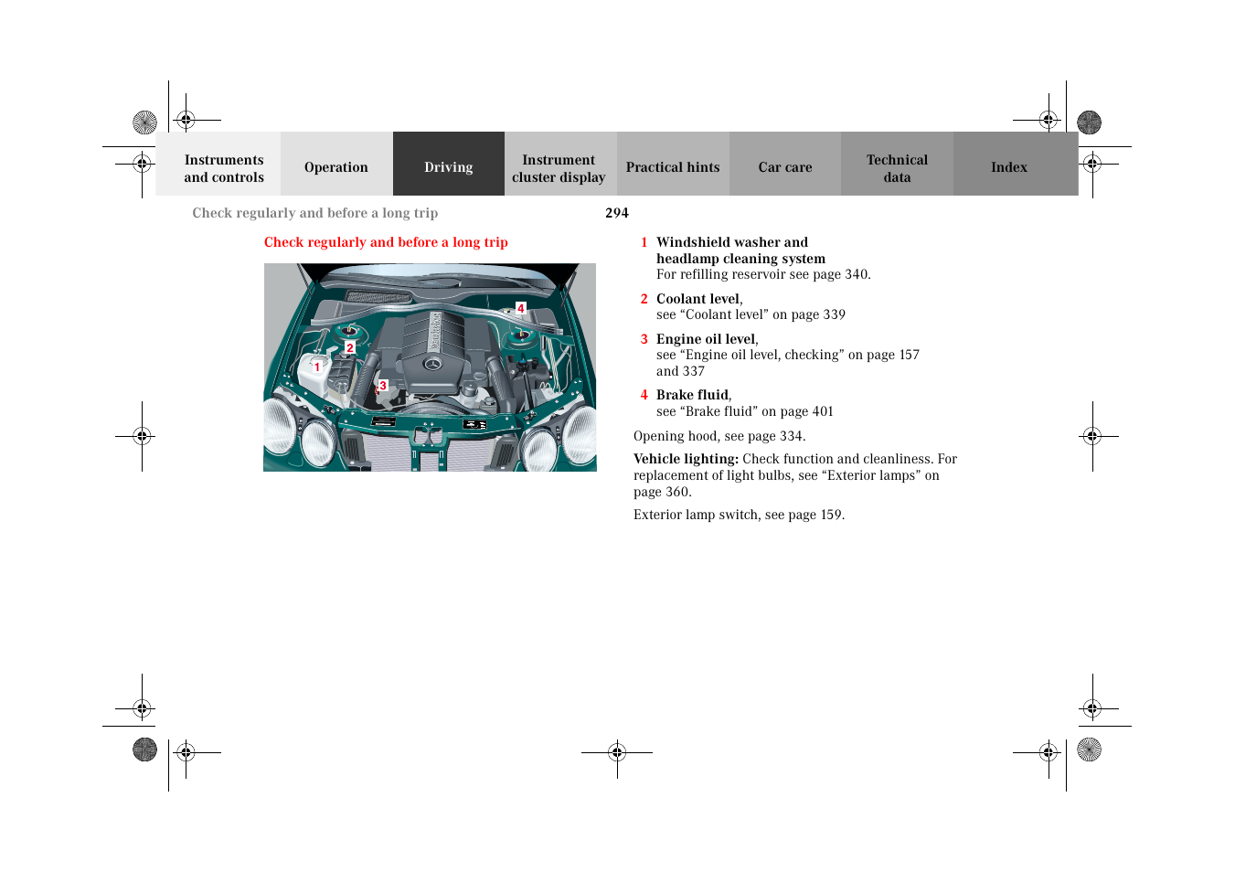 Check regularly and before a long trip, Check regularly and, Before a long trip | Automatic transmission, Fluid level | Mercedes-Benz 2002 CL 600 User Manual | Page 297 / 430