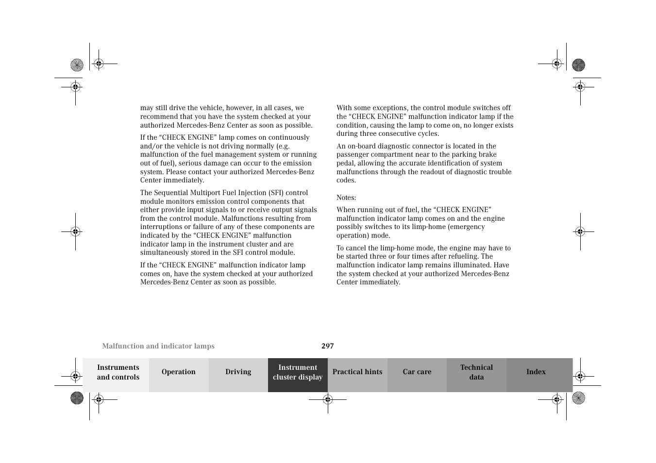 Mercedes-Benz 2002 CL 600 User Manual | Page 300 / 430