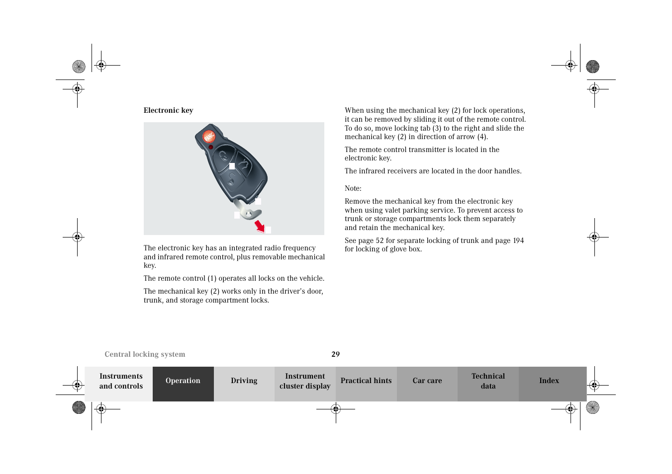 Electronic key | Mercedes-Benz 2002 CL 600 User Manual | Page 32 / 430