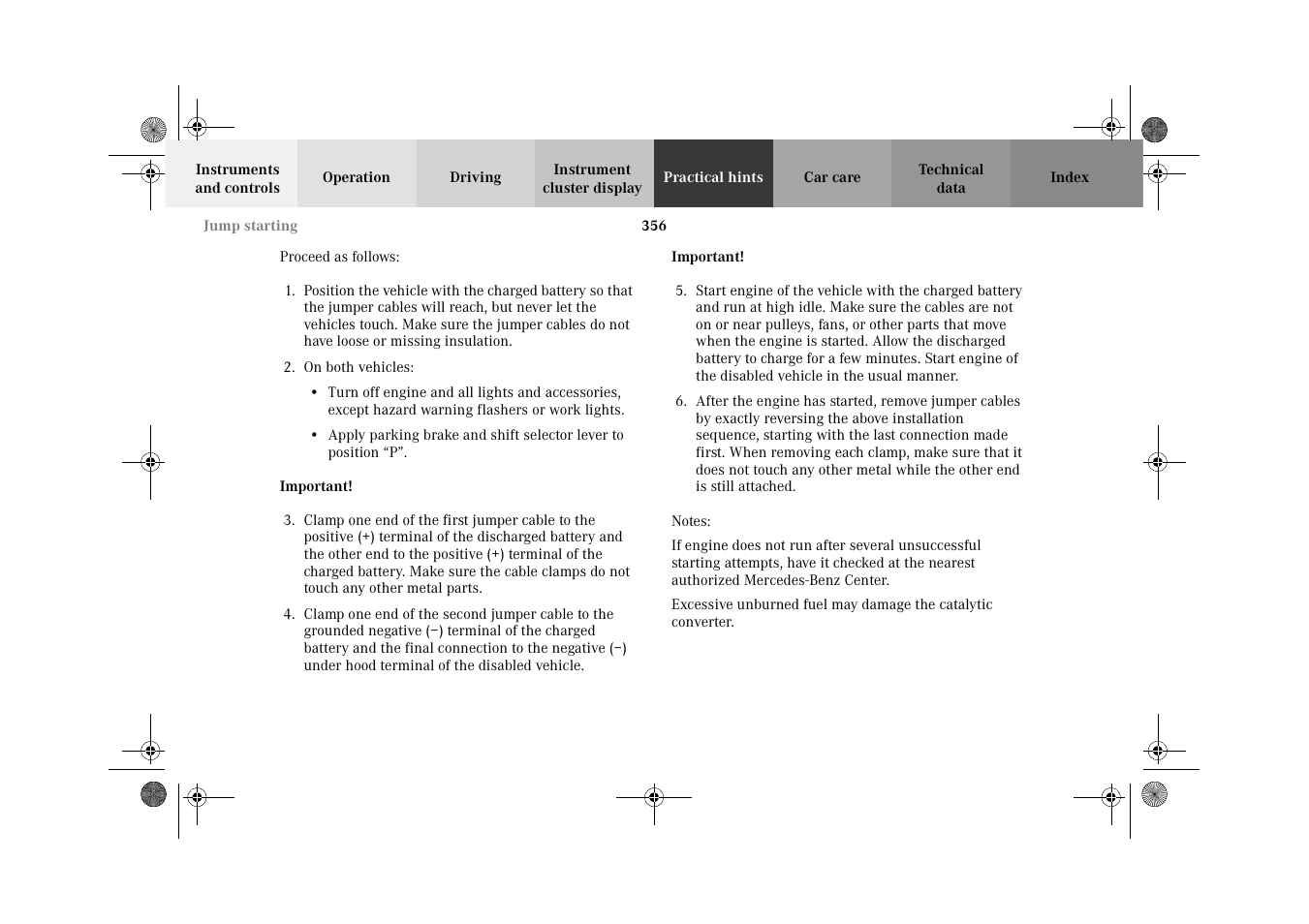 Mercedes-Benz 2002 CL 600 User Manual | Page 359 / 430