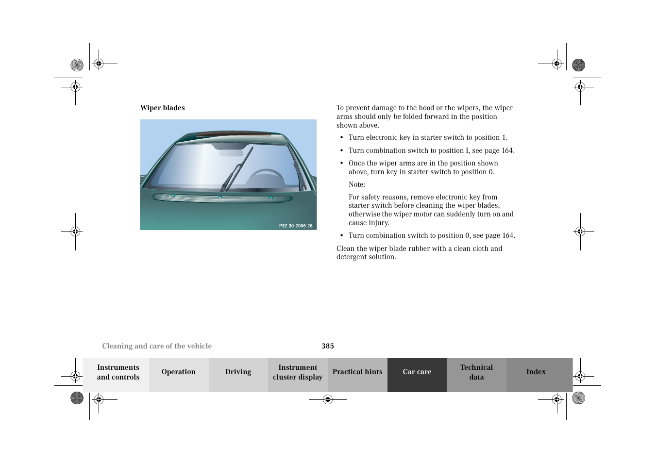 Wiper blades | Mercedes-Benz 2002 CL 600 User Manual | Page 388 / 430