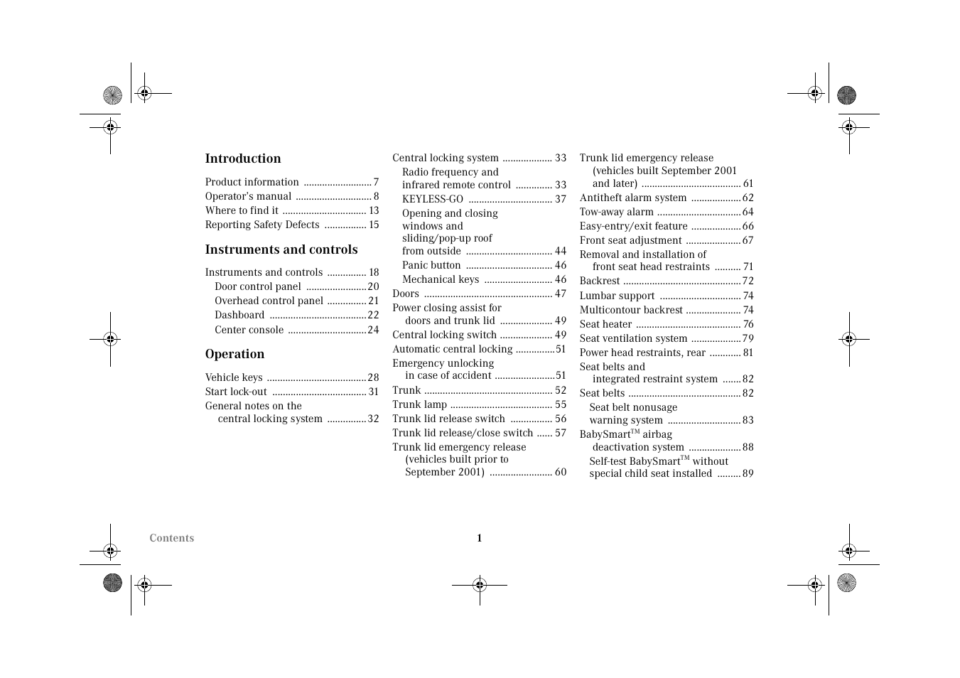 Mercedes-Benz 2002 CL 600 User Manual | Page 4 / 430