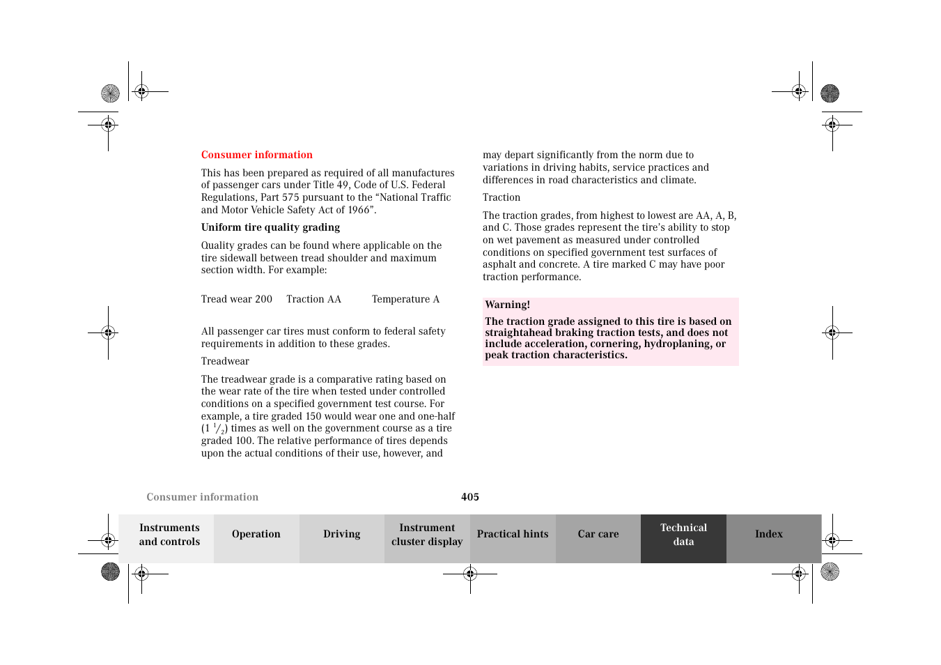 Consumer information | Mercedes-Benz 2002 CL 600 User Manual | Page 408 / 430