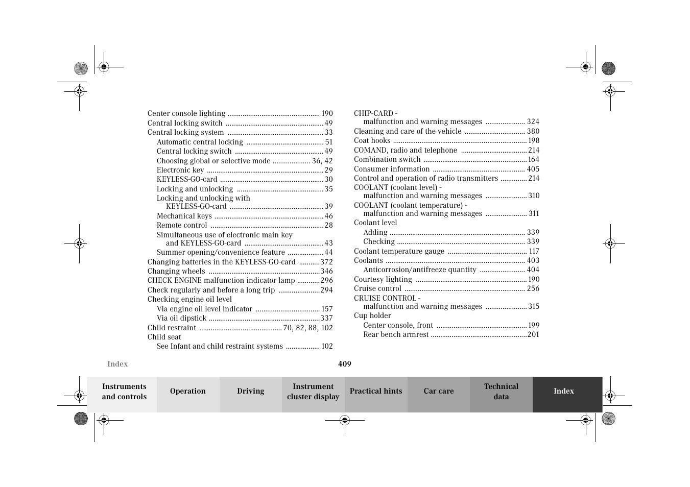 Mercedes-Benz 2002 CL 600 User Manual | Page 412 / 430