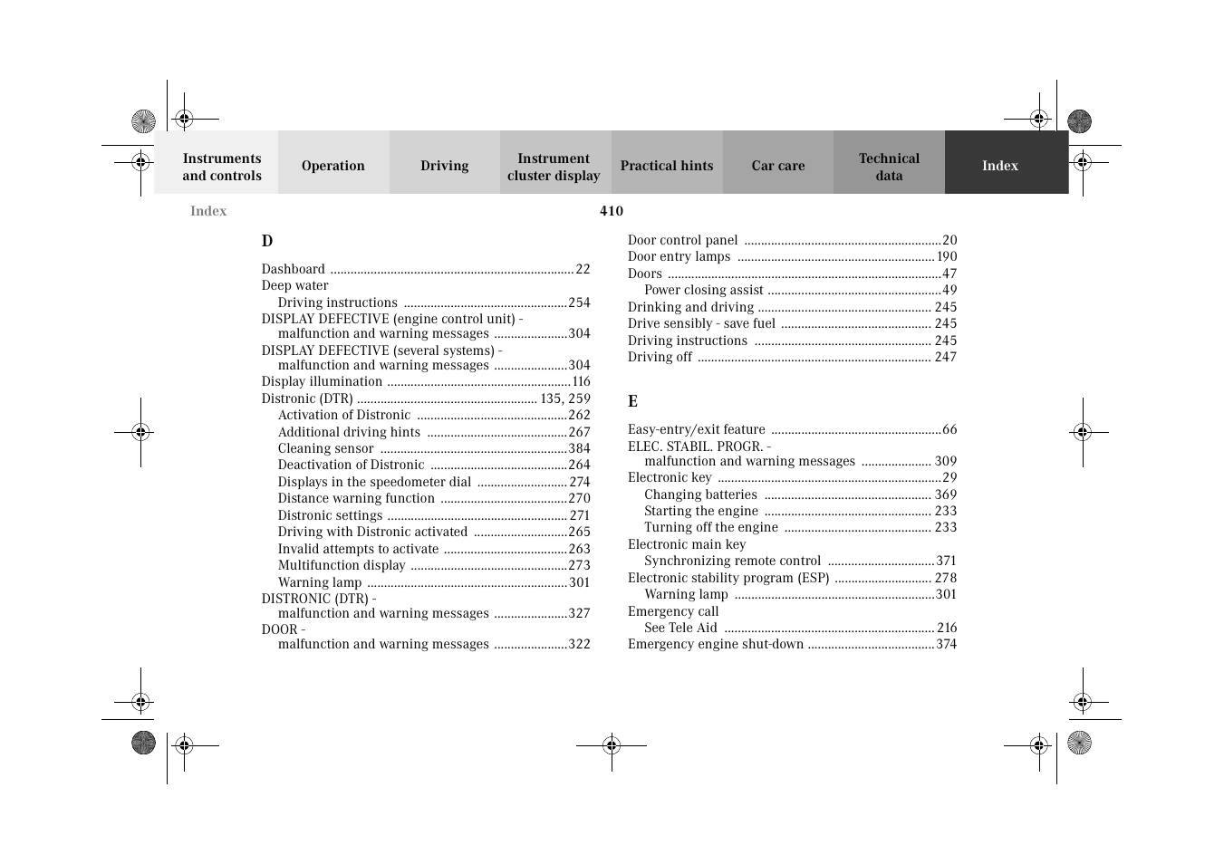 Mercedes-Benz 2002 CL 600 User Manual | Page 413 / 430