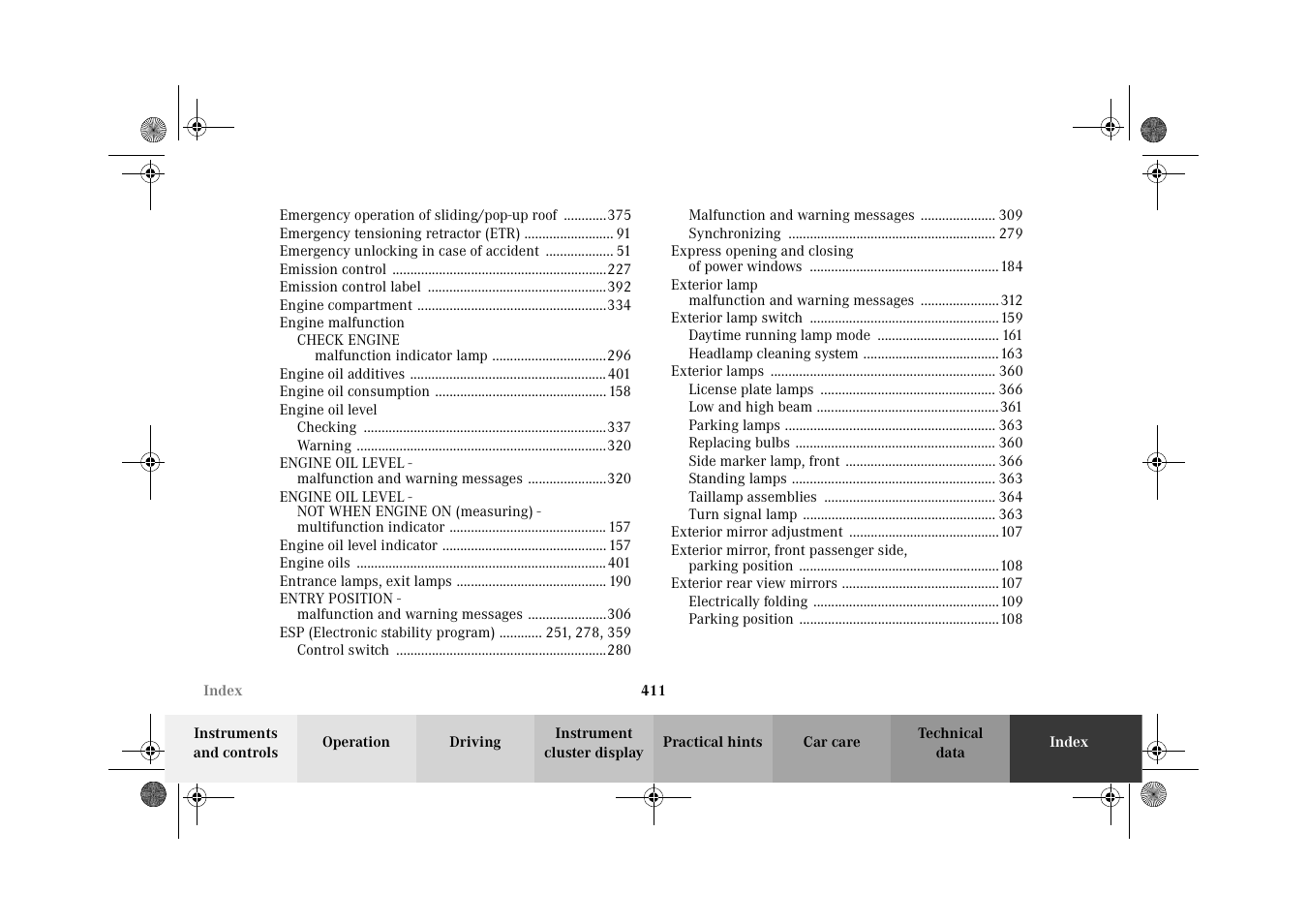 Mercedes-Benz 2002 CL 600 User Manual | Page 414 / 430