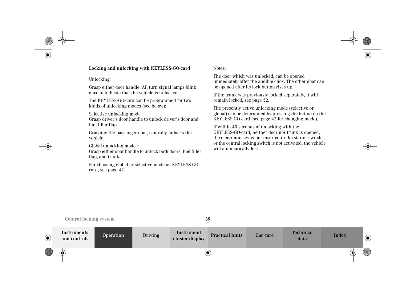 Mercedes-Benz 2002 CL 600 User Manual | Page 42 / 430