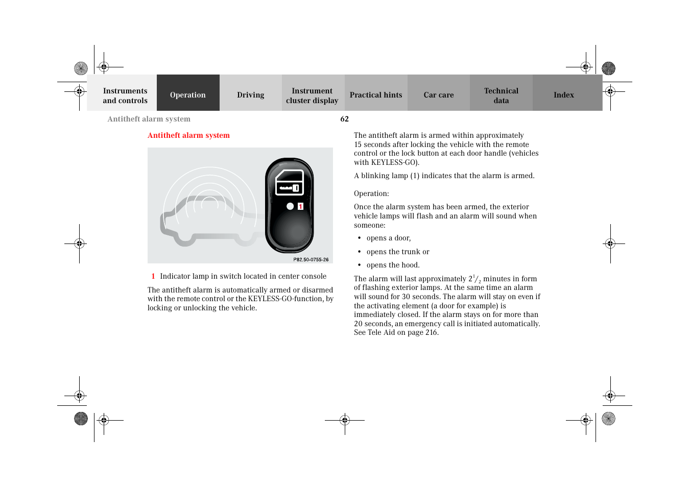 Antitheft alarm system | Mercedes-Benz 2002 CL 600 User Manual | Page 65 / 430