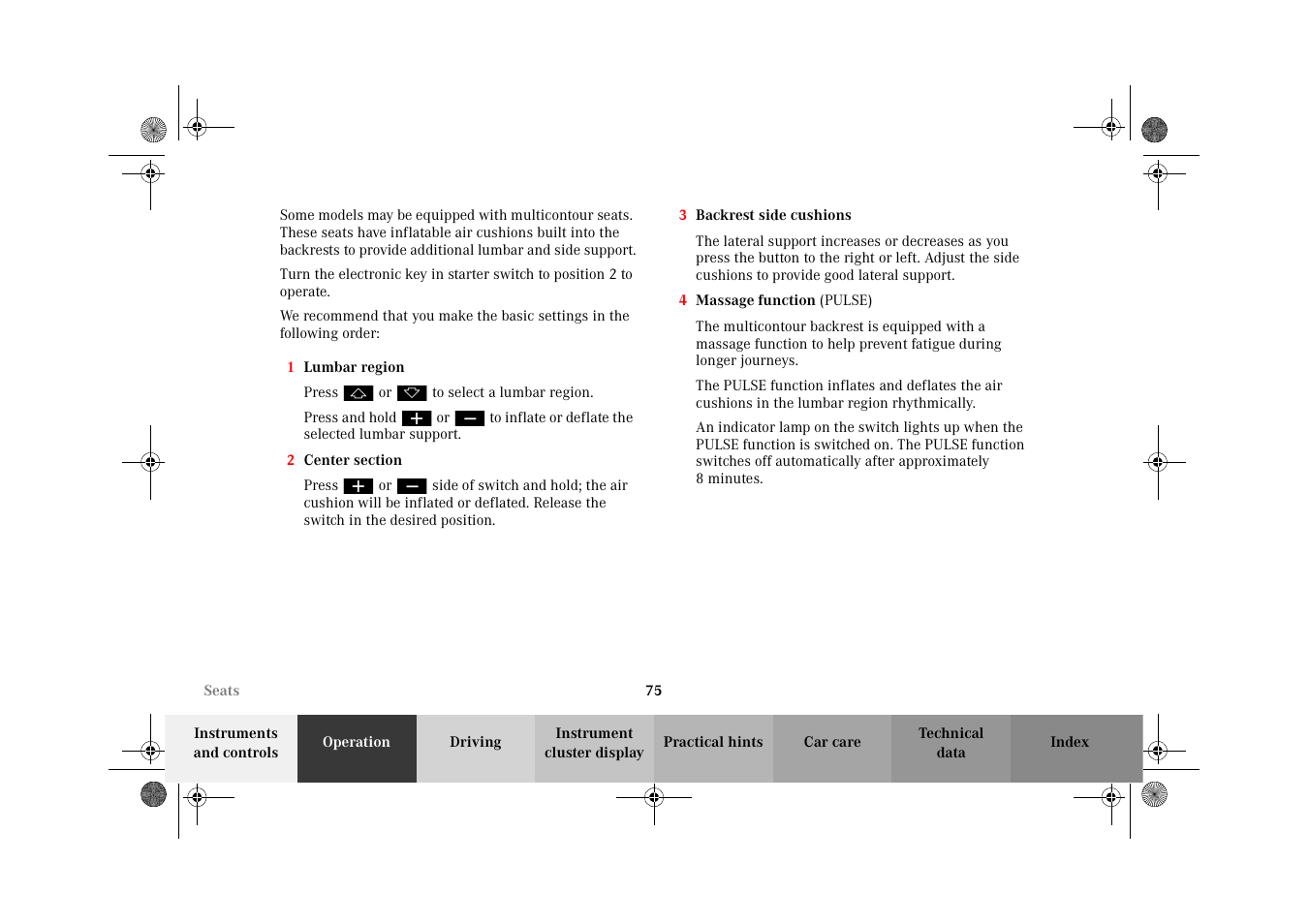 Mercedes-Benz 2002 CL 600 User Manual | Page 78 / 430