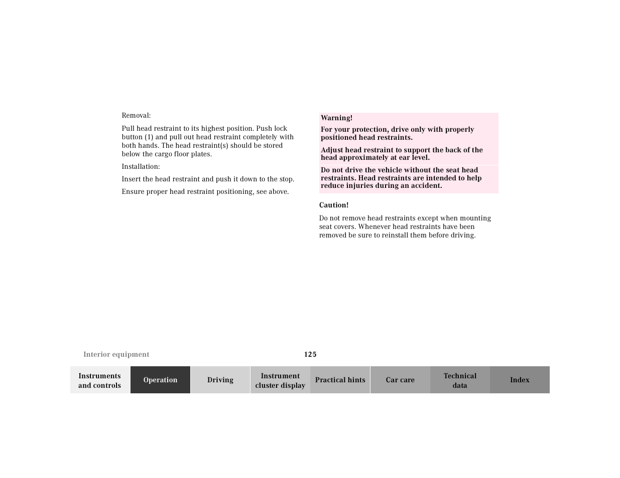 Mercedes-Benz 2001 ML 55 AMG User Manual | Page 128 / 317