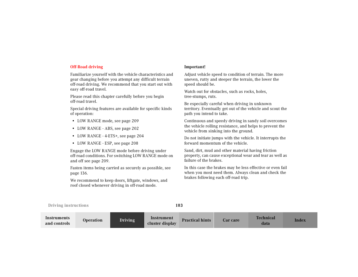 Mercedes-Benz 2001 ML 55 AMG User Manual | Page 186 / 317