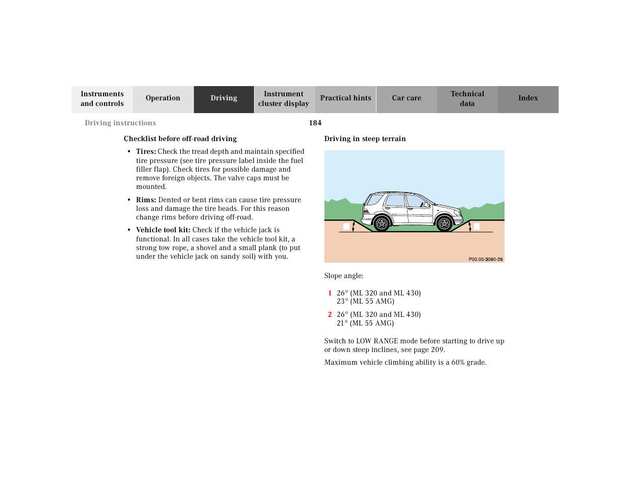 Mercedes-Benz 2001 ML 55 AMG User Manual | Page 187 / 317