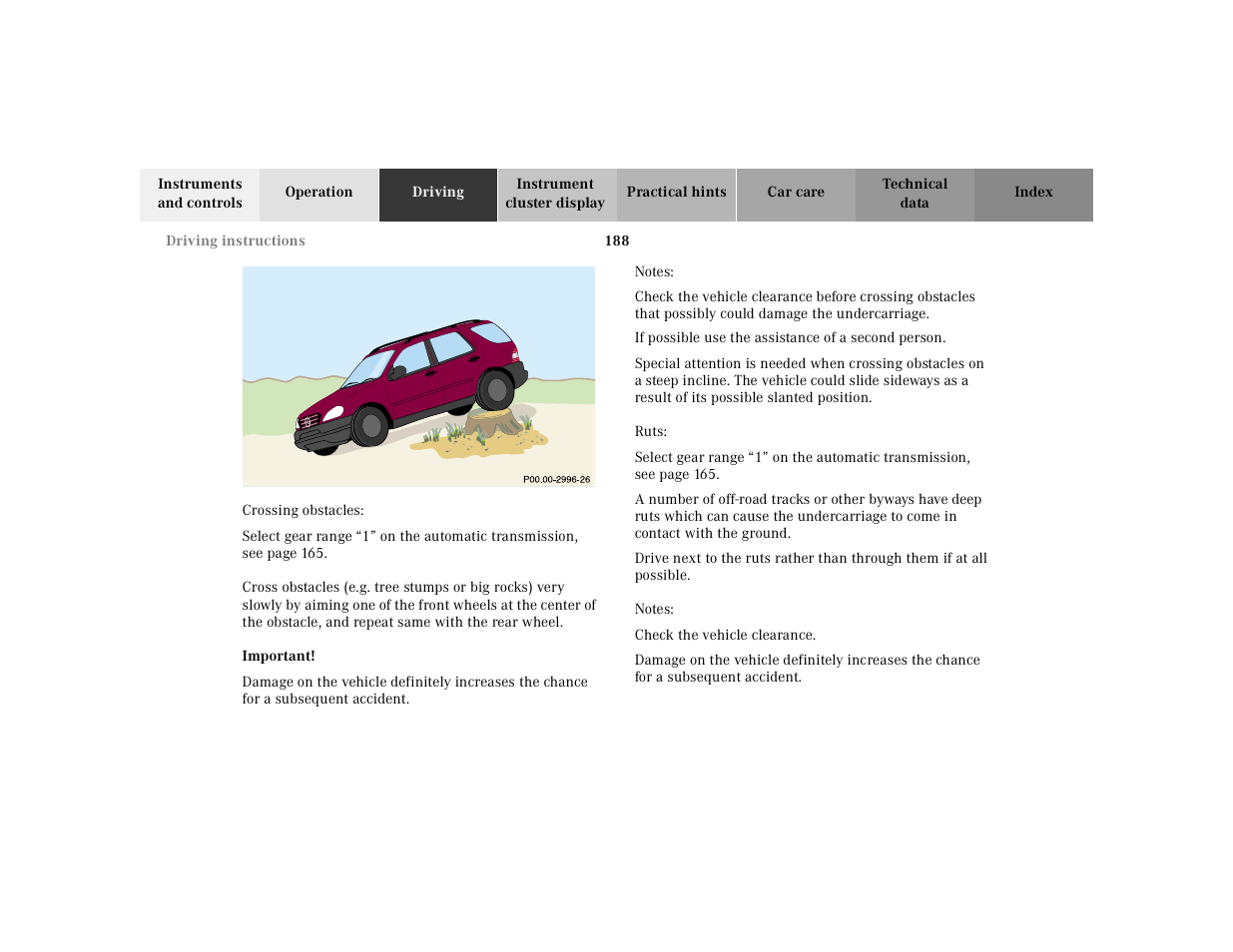 Mercedes-Benz 2001 ML 55 AMG User Manual | Page 191 / 317