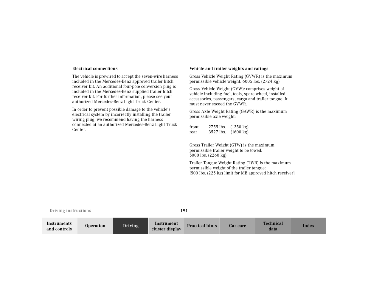 Mercedes-Benz 2001 ML 55 AMG User Manual | Page 194 / 317