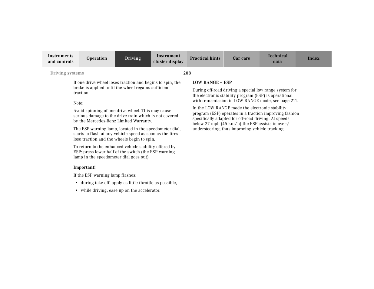 Mercedes-Benz 2001 ML 55 AMG User Manual | Page 211 / 317