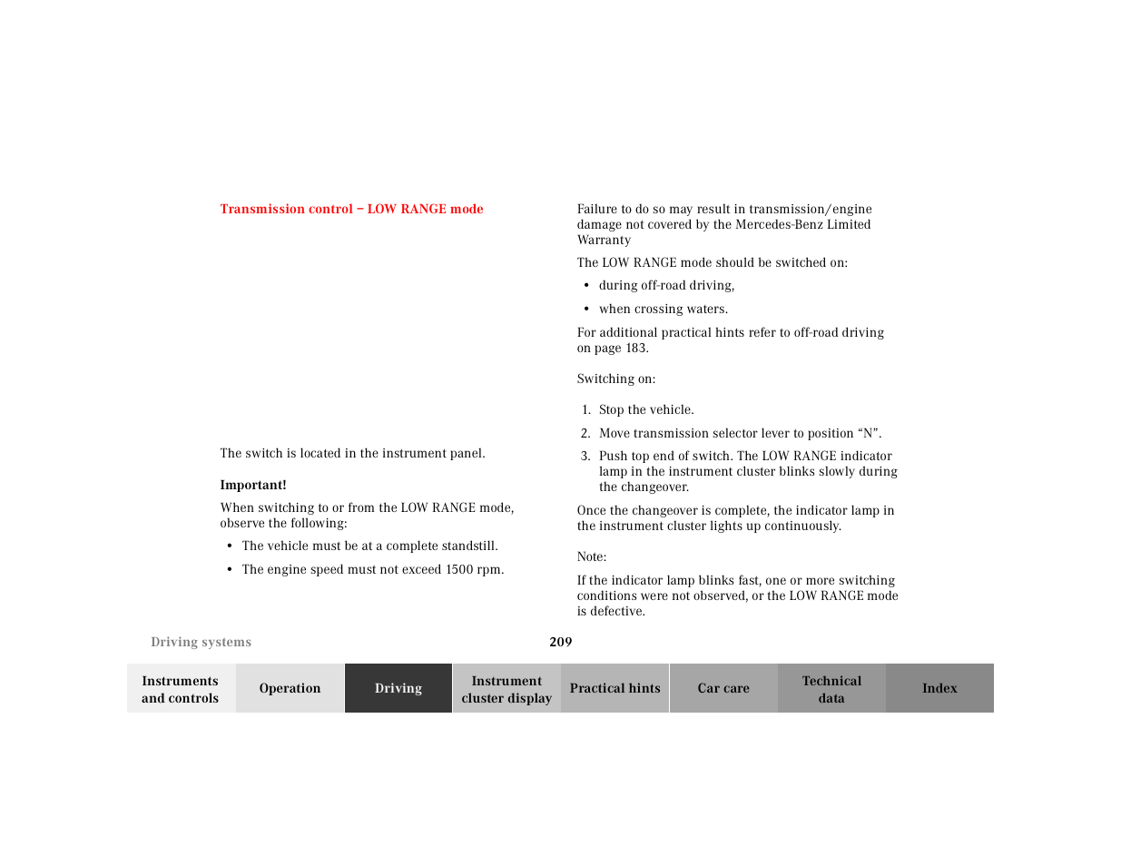 Mercedes-Benz 2001 ML 55 AMG User Manual | Page 212 / 317