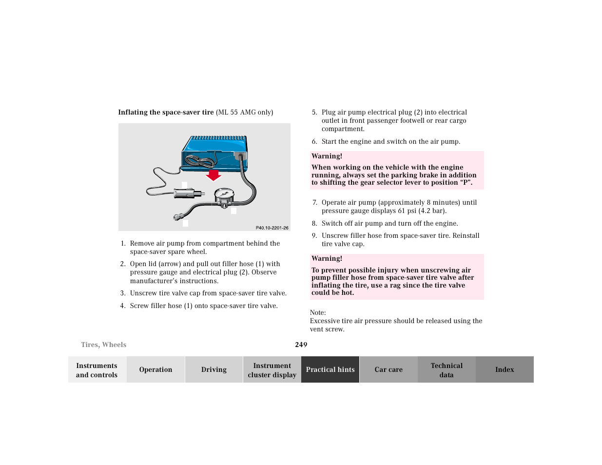 Mercedes-Benz 2001 ML 55 AMG User Manual | Page 252 / 317