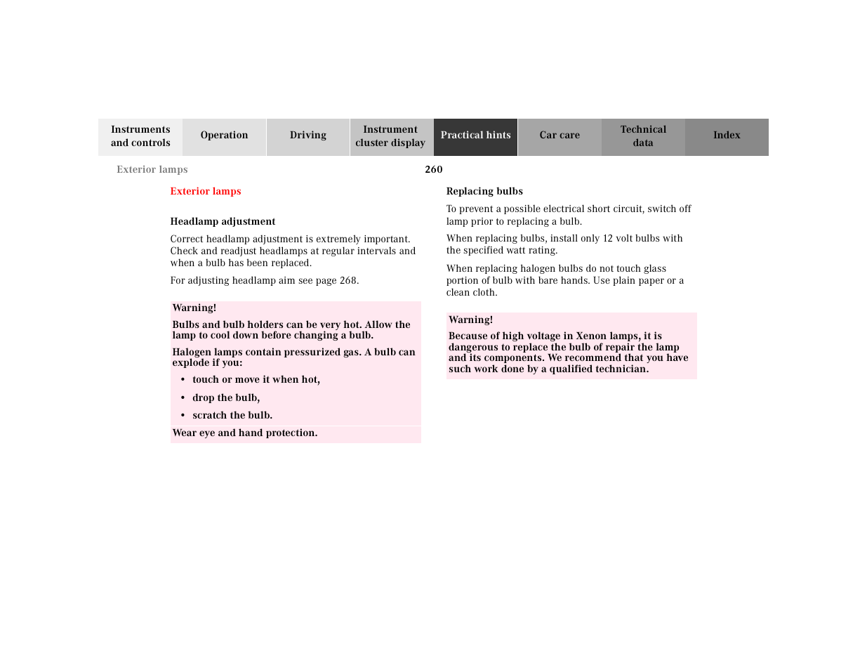 Mercedes-Benz 2001 ML 55 AMG User Manual | Page 263 / 317