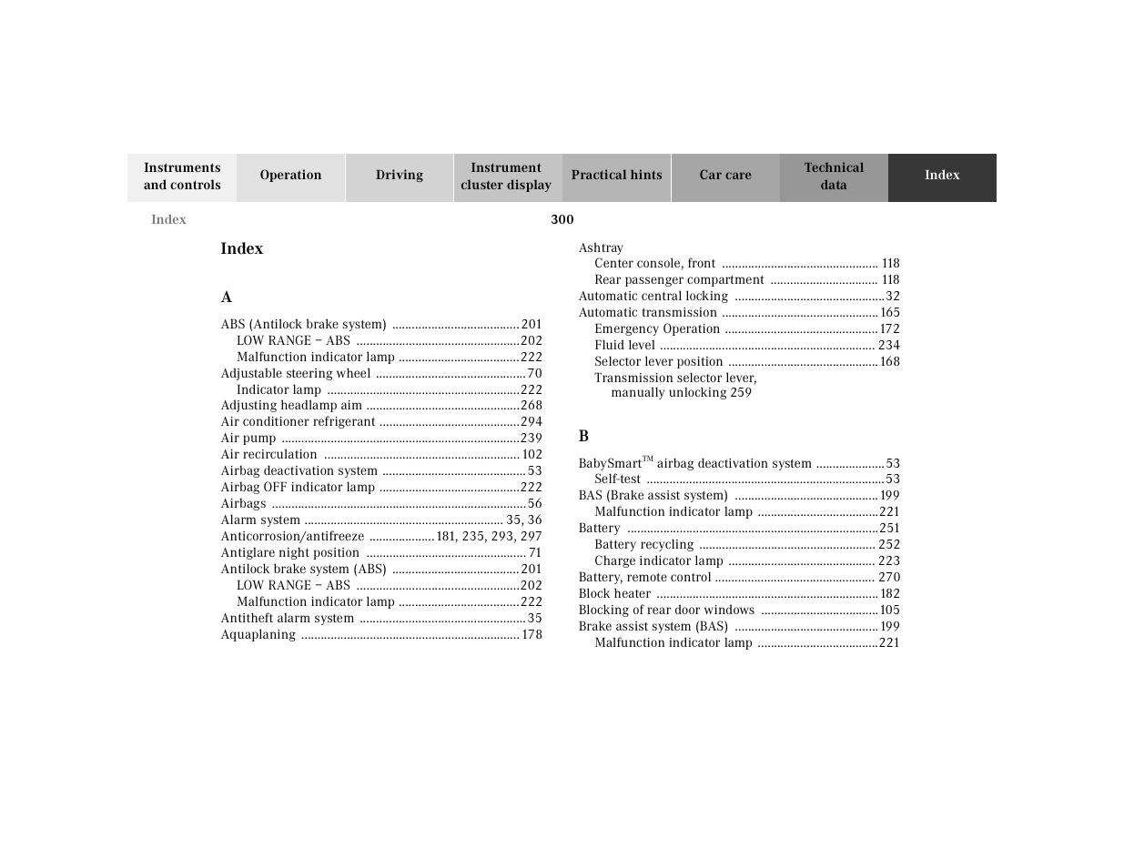 Mercedes-Benz 2001 ML 55 AMG User Manual | Page 303 / 317
