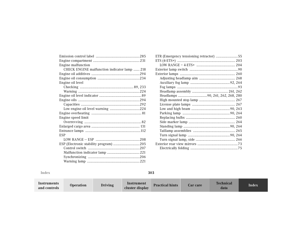 Mercedes-Benz 2001 ML 55 AMG User Manual | Page 306 / 317