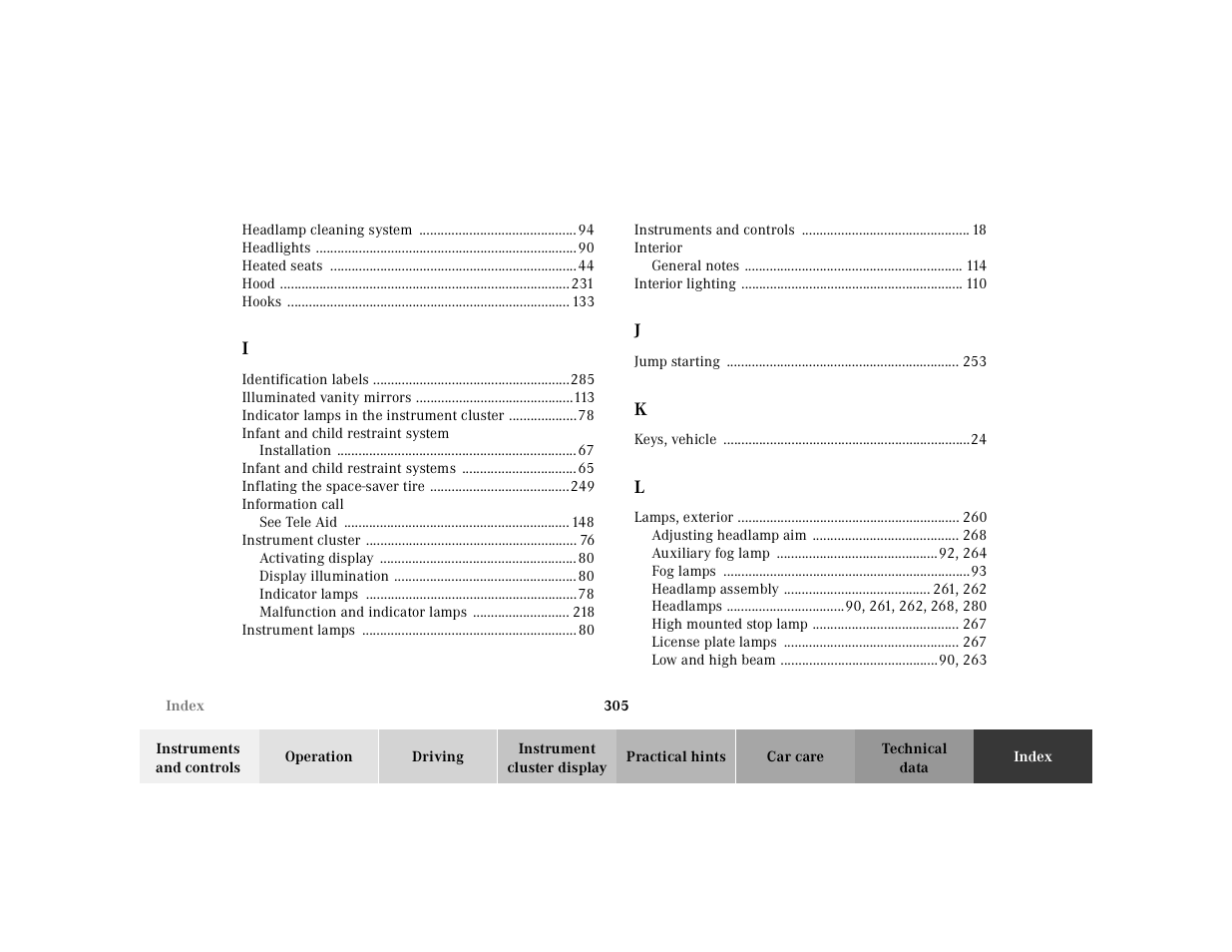 Mercedes-Benz 2001 ML 55 AMG User Manual | Page 308 / 317