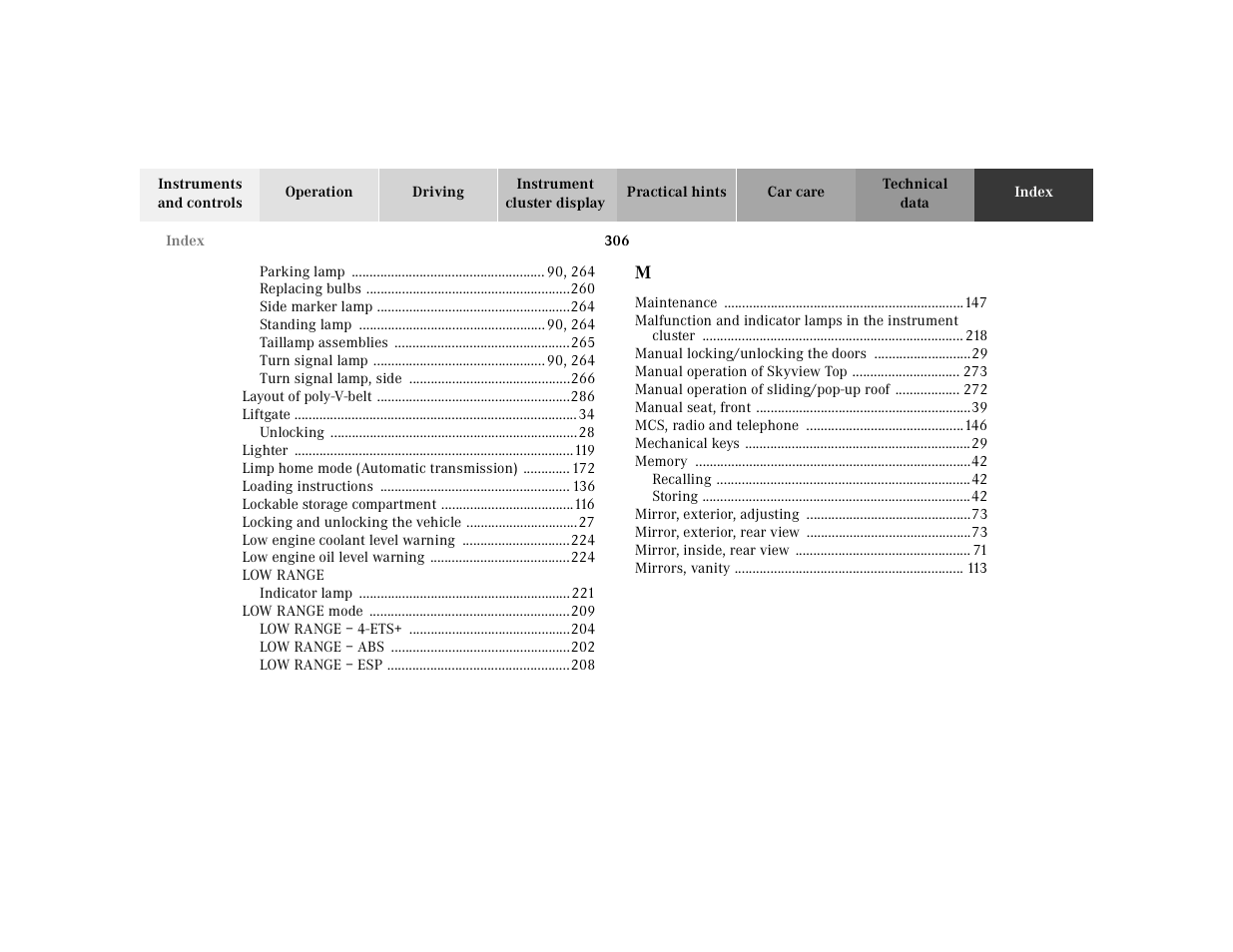Mercedes-Benz 2001 ML 55 AMG User Manual | Page 309 / 317