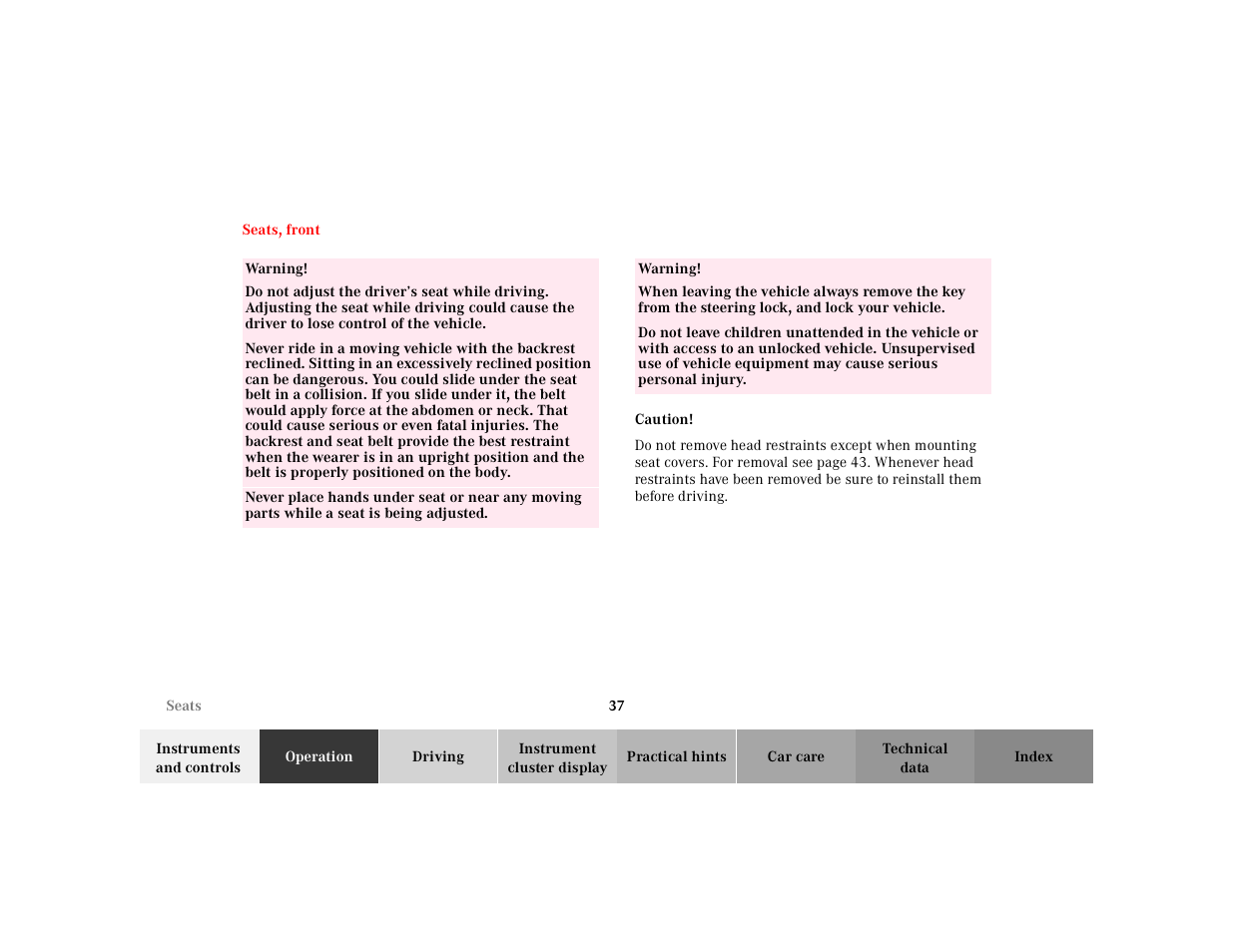 Mercedes-Benz 2001 ML 55 AMG User Manual | Page 40 / 317