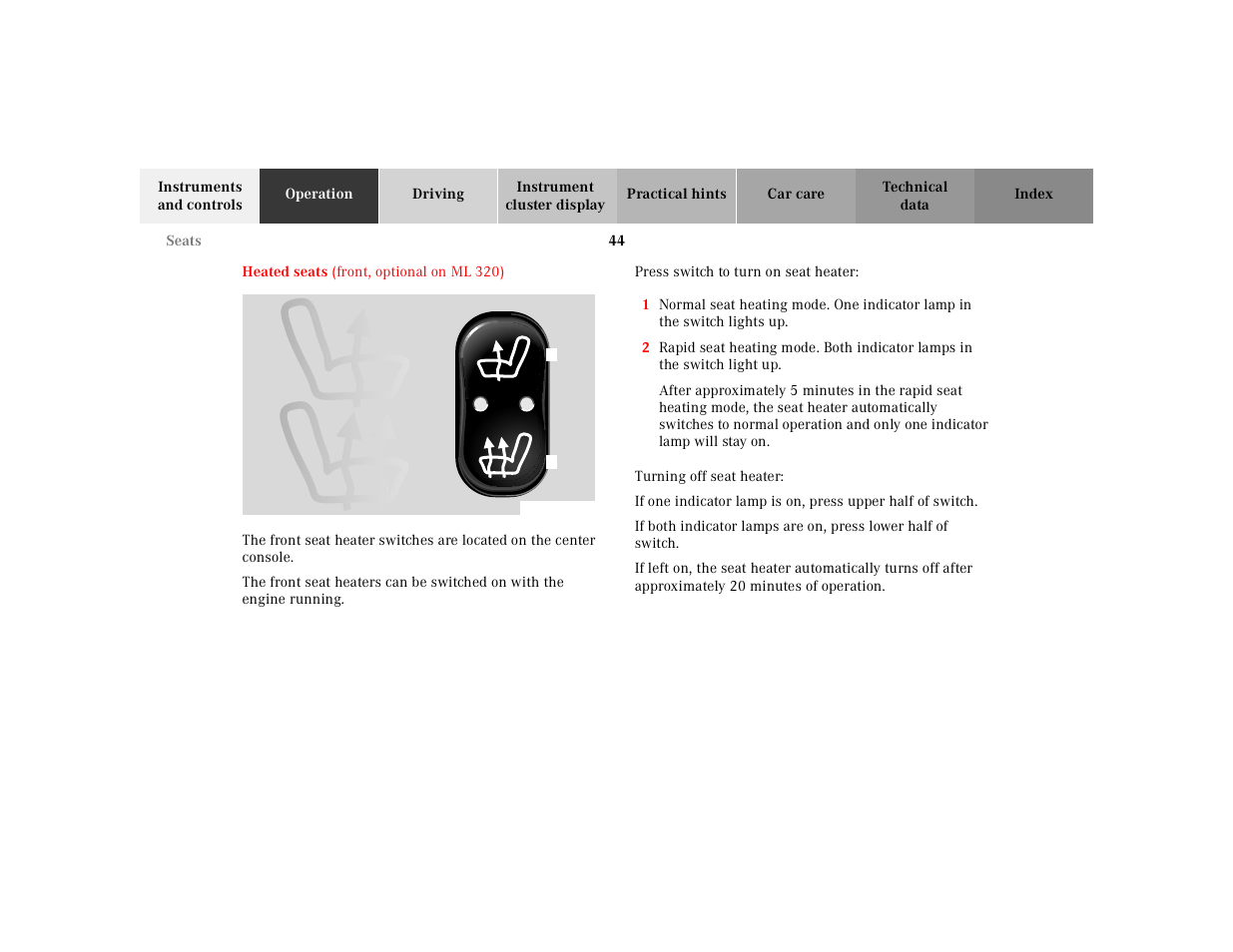 Mercedes-Benz 2001 ML 55 AMG User Manual | Page 47 / 317