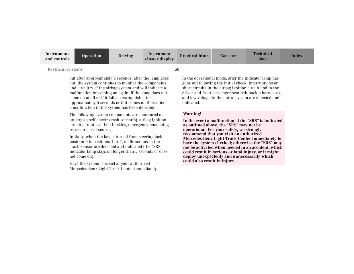 Mercedes-Benz 2001 ML 55 AMG User Manual | Page 61 / 317