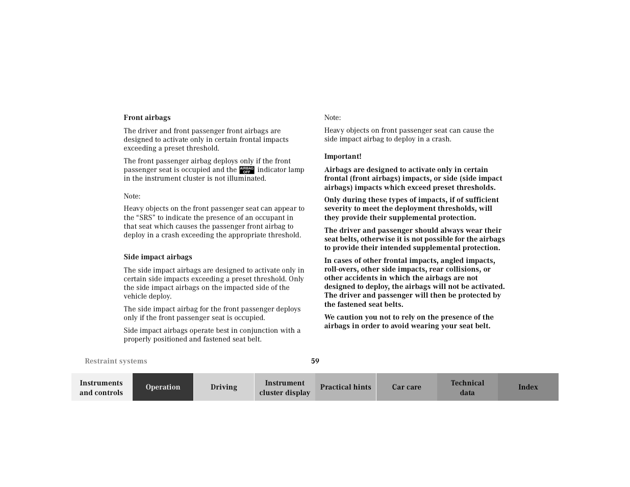 Mercedes-Benz 2001 ML 55 AMG User Manual | Page 62 / 317