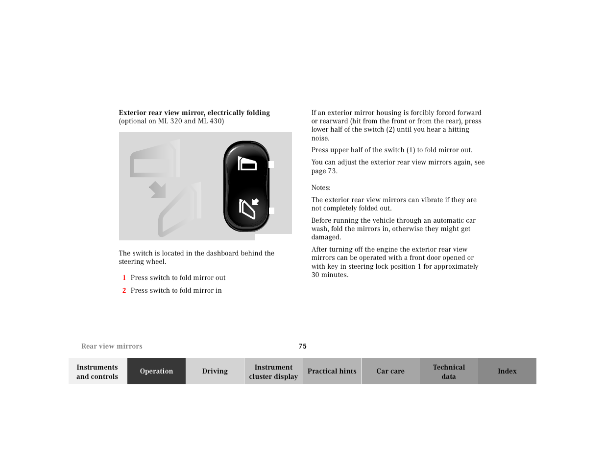 Mercedes-Benz 2001 ML 55 AMG User Manual | Page 78 / 317