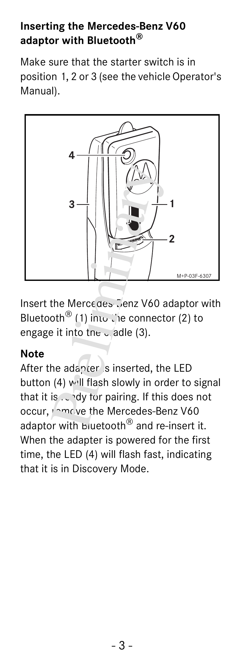 Pre lim in ar y | Mercedes-Benz V60 User Manual | Page 5 / 14