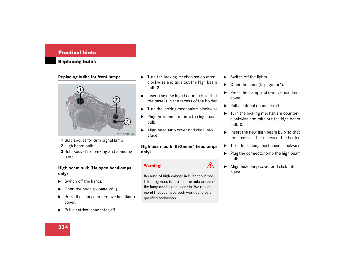 334 practical hints | Mercedes-Benz 2003 E-Class User Manual | Page 334 / 399