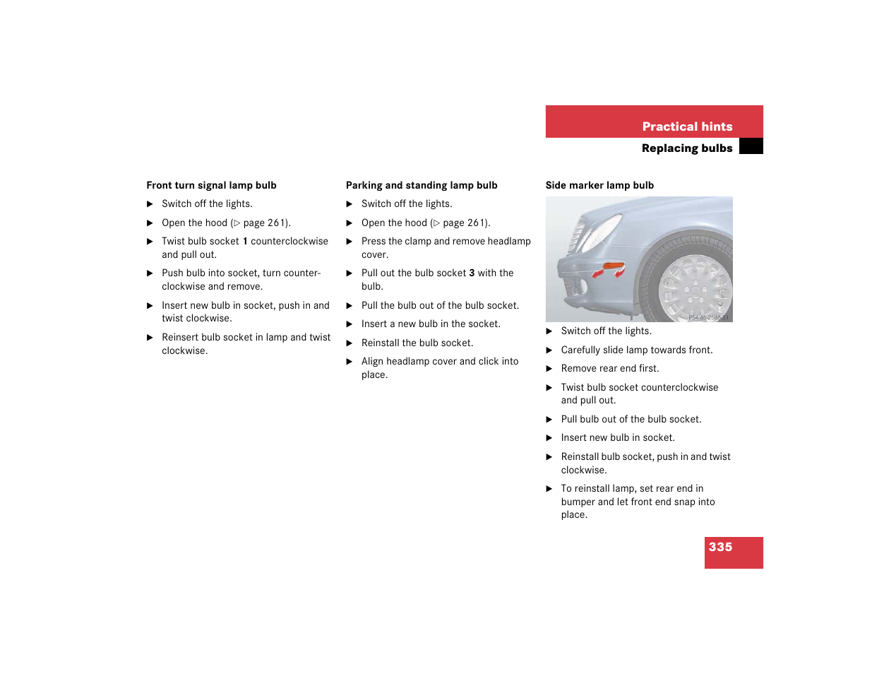 335 practical hints | Mercedes-Benz 2003 E-Class User Manual | Page 335 / 399