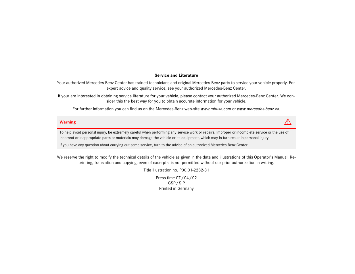 Mercedes-Benz 2003 E-Class User Manual | Page 399 / 399