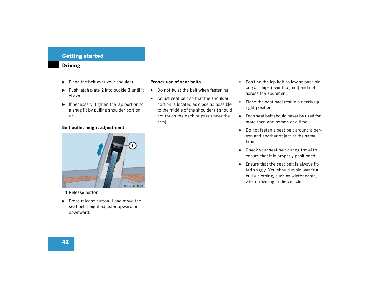 42 getting started | Mercedes-Benz 2003 E-Class User Manual | Page 42 / 399