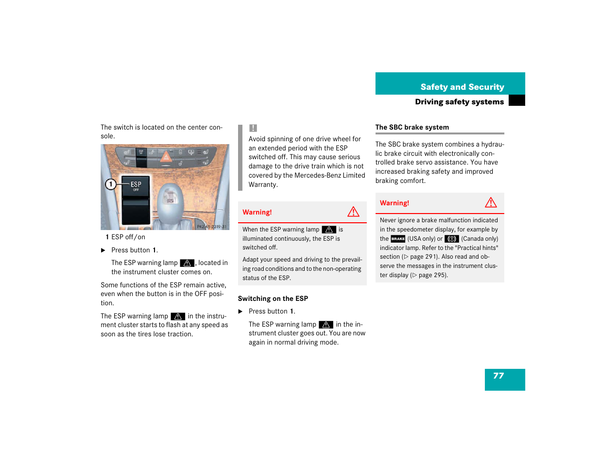 Mercedes-Benz 2003 E-Class User Manual | Page 77 / 399