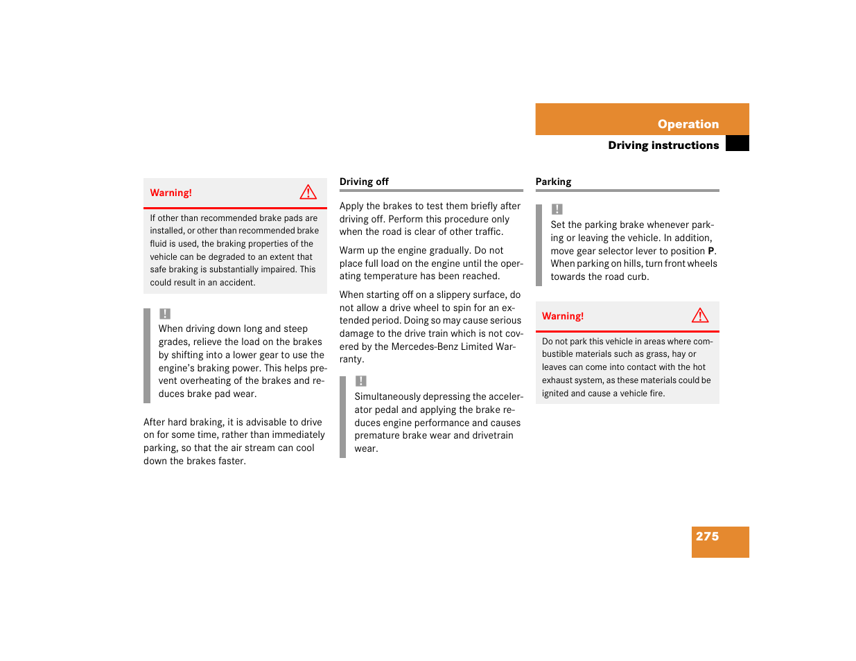 Mercedes-Benz 2004 CLK 500 User Manual | Page 275 / 464