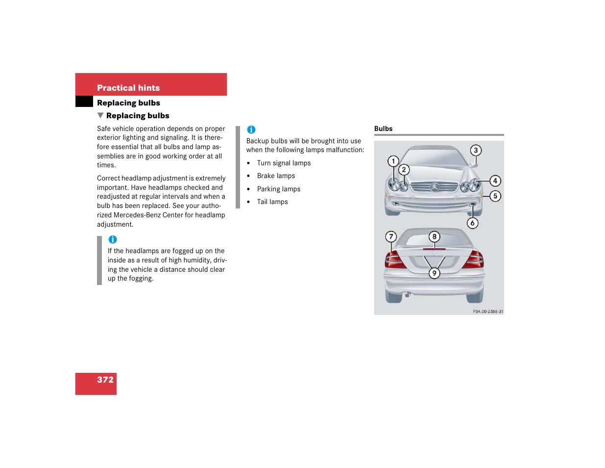 Mercedes-Benz 2004 CLK 500 User Manual | Page 372 / 464