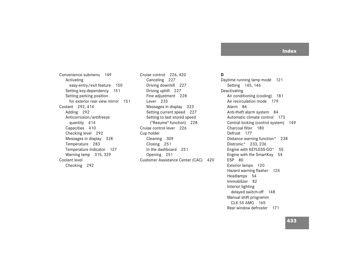 Mercedes-Benz 2004 CLK 500 User Manual | Page 433 / 464