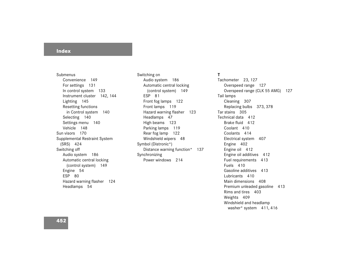 Mercedes-Benz 2004 CLK 500 User Manual | Page 452 / 464